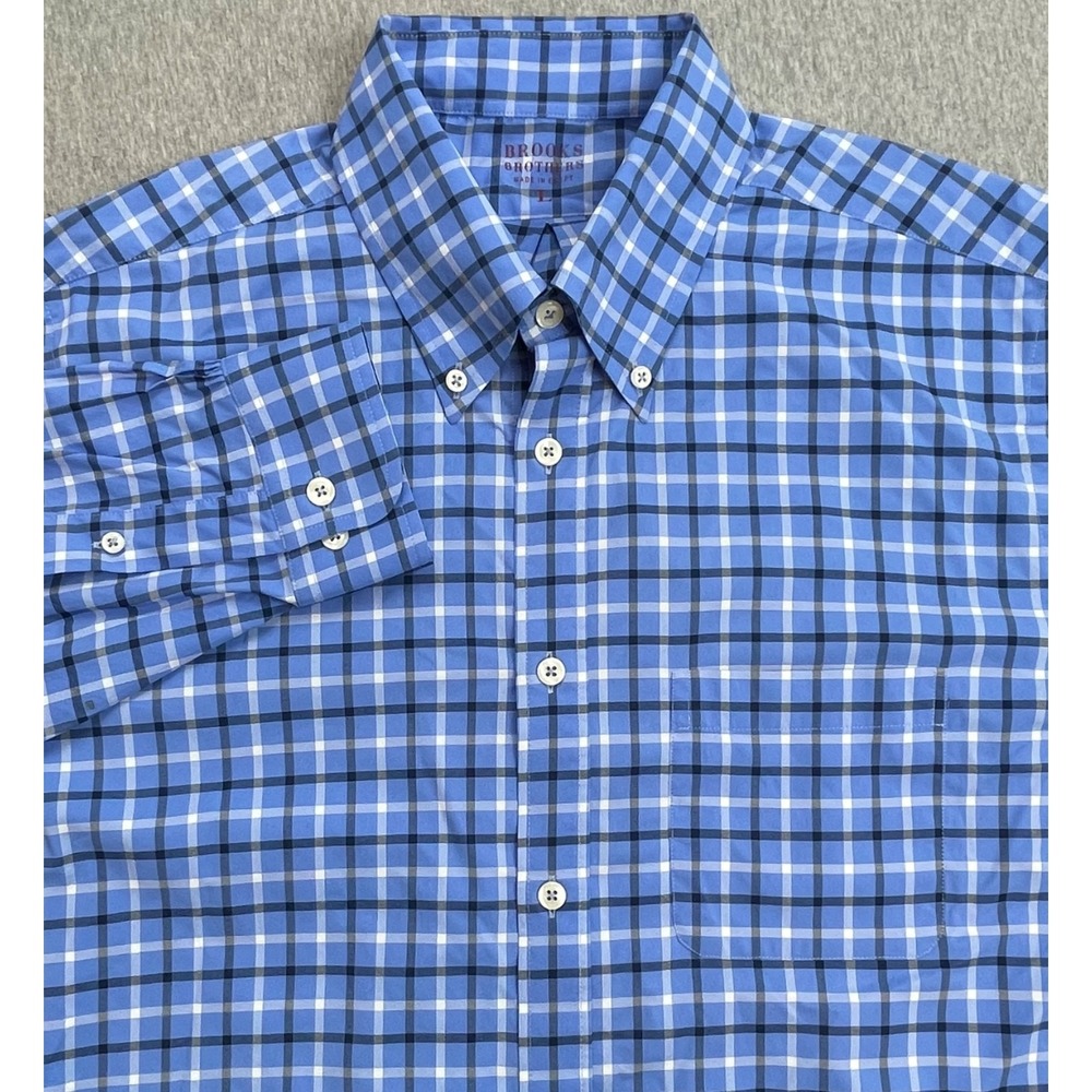 Brooks Brothers Shirt Mens Large Plaid Performance Stretch Button Down